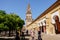 Bell tower view from courtyard Mezquita, Mosque-Cathedral of Cordoba, Spain.