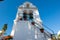 The bell tower of the Vlacheraina monastery on the island of Corfu, Greece.