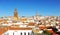 Bell towers of the baroque churches of Saint Bartolomew and Saint Michael located in the town of Jerez de los Caballeros