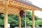 A bell under the roof of a Japanese Shinto shrine