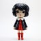 Bella: Stylistic Manga Doll With Black Hair And Red Dress