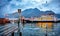 Bellagio village on lake Como, Italy. Ferryboat by landing