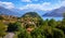 Bellagio village at lake Como, Italy. Panoramic view hill