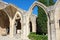 Bellapais Abbey, White Abbey, Abbey of the Beautiful world.Arches and the entrance to the refectory, a fragment of the Salamis