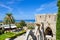 Bellapais, Cyprus - Oct 4th 2018: Amazing view taken from the ruins of medieval Bellapais Abbey. Mediterranean seascape landscape