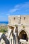 Bellapais, Cyprus - Oct 4th 2018: Mediterranean seascape landscape taken from the ruins of medieval Bellapais Abbey