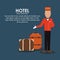 Bellboy baggage hotel service icon, vector