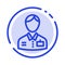 Bellboy, Bellhop, Doorman, Hotel, Service Blue Dotted Line Line Icon