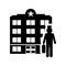 Bellboy hotel building silhouette design