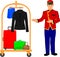 Bellboy hotel service and Luggage trolley