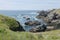 Belle Ile ocean wild coast view with amazing rocky cliff, brittany coastline landscape in Morbihan, France