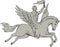 Bellerophon Riding Pegasus Holding Torch Drawing