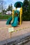 BELLEVUE, WA/USA â€“ APRIL 26, 2020: Kelsey Creek Park Playground, equipment closed with caution tape due to COVID 19
