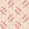 Bellflower on pink beige background seamless pattern design, vector eps illustration