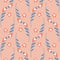 Bellflower on pink beige background seamless pattern, vector eps illustration