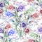 Bellflowers coloful watercolor seamlles pattern