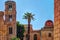 Belltower of church Martorana with palm trees, Palermo. Sicily.