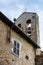 The belltower in the church in Monte San Bartolo monastery in Pesaro, Marche, Italy.