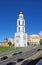 Belltower of the Samara Iversky Monastery in the sunny day. Samara