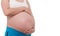 The belly asia pregnant woman isolate on white background