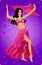 Belly dancer in cosmos sky