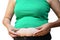 Belly of woman, be in poor health, should exercise