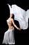 Bellydancer Dances with a Silver Silk Veil