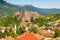 Belogradchik, Bulgaria town scenery with old houses red roofs