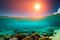 Below the Horizon: A Breathtaking Sunset Ocean View from Underwater with Generative AI