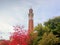 Below view of the Joseph Chamberlain memorial clock tower in Birmingham University, United Kingdom
