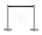 Belt barrier with stanchions and black rope. Security control metal pole posts vector illustration. Airport entry rails