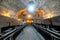 Belt conveyor system in an underground tunnel. Transportation of ore to the surface