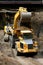 Belt excavator loading a big dumper