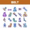 Belt Safety Equipment Collection Icons Set Vector