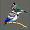 Belted Kingfisher Animal Style Print Design Logo. Generative AI.