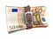 Belted stack of euro money banknotes