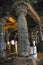 BELUR, KARNATAKA, INDIA, May 2016, Tourist, visitors inside main shrine of god Vishnu with visible Narsimha Pillar which could hav