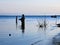 BEMIDJI, MN - 11 MAY 2019: Fisherman wading in Lake Bemidji during opener