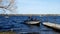 BEMIDJI, MN - 11 MAY 2019: Minnesota Fishing Opener. Man takes his father and sons for family traditional day of catching walleye.