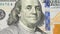 Ben Franklin face on us 100 dollar bill extreme macro, united states money closeup