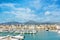 Benalmadena Puerto Marina sport port, a view to piers with white
