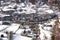 Benasque village aerial in Huesca Pyrenees Spain