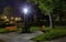 Bench in a dark park