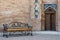 Bench at the door of the mausoleum Guri Amir in Samarkand, Uzbek