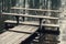 Bench on the end of floating pier