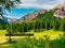 Bench landscape in the mountains in summer