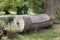 Bench made out of a tree trunk