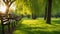 bench in the park spring nature scene beautiful landscape park green grass trees