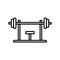 Bench press workout icon. fitness equipment for chest muscle exercise in gym. simple monoline graphic