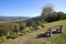 Bench providing an outlook over the city of Gaggenau, Baden-Wurttemberg, Germany